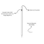 Lápiz iPad Stylus Pen Colores Carga Dual Y Estado de Batería - Imagen 4