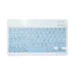 Teclado Inalámbrico Bluetooth Celeste Recargable En Español